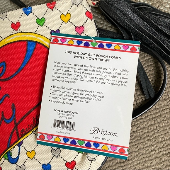 BRIGHTON Love & Joy Crossbody Bag Hearts Canvas Tom Clancy Design - Picture 2 of 6